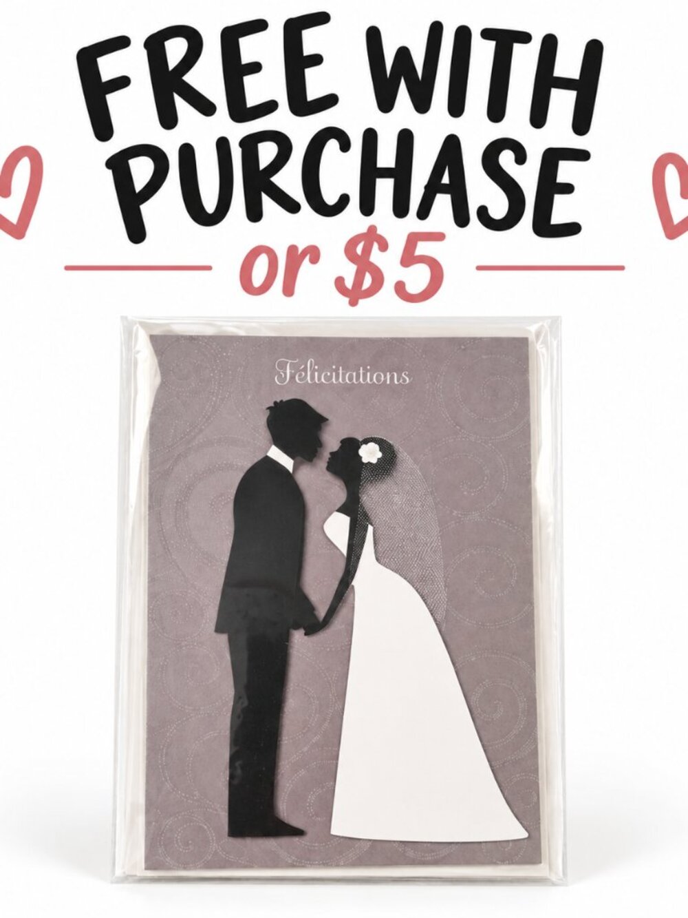 FREE WITH PURCHASE | French Wedding Congratulations Greeting Card New